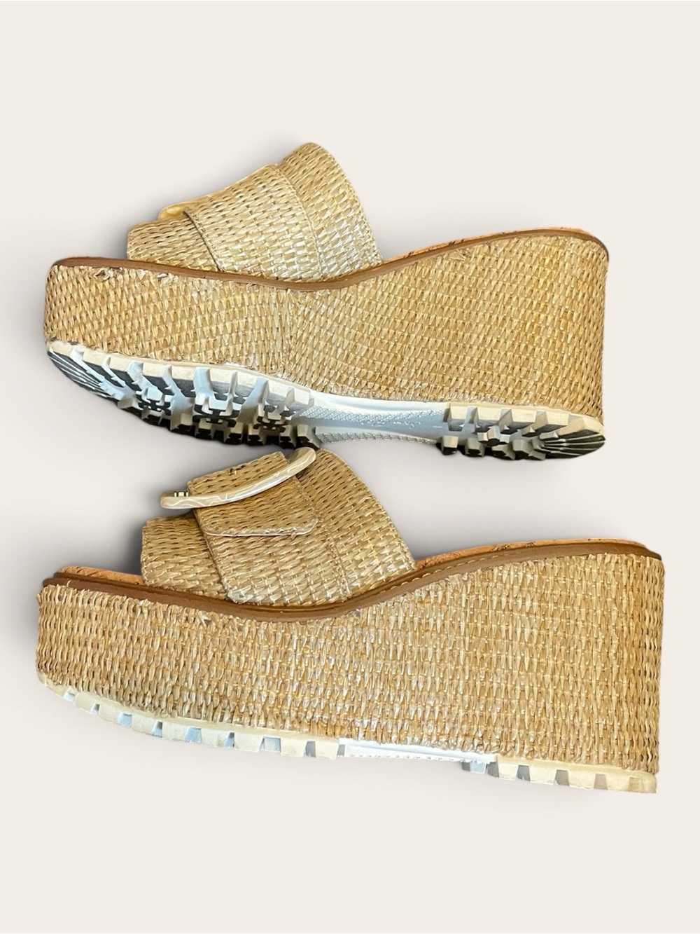 Sam Edelman Woven Platform Slide Sandals with Cotton Buckle — Tan, size 8 - Picture 3 of 7